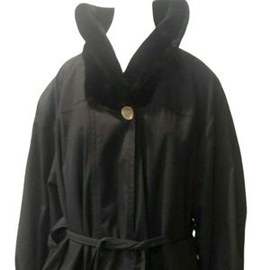 Yves Saint Laurent FOURRURES Coat Outer Hooded Cotton BLACK
